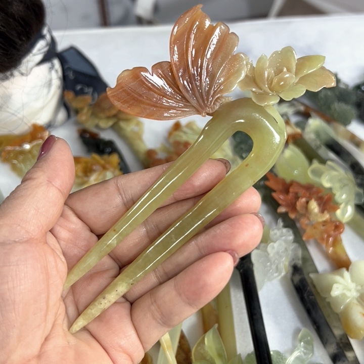 定制蛇纹石玉爱**守毛货发饰