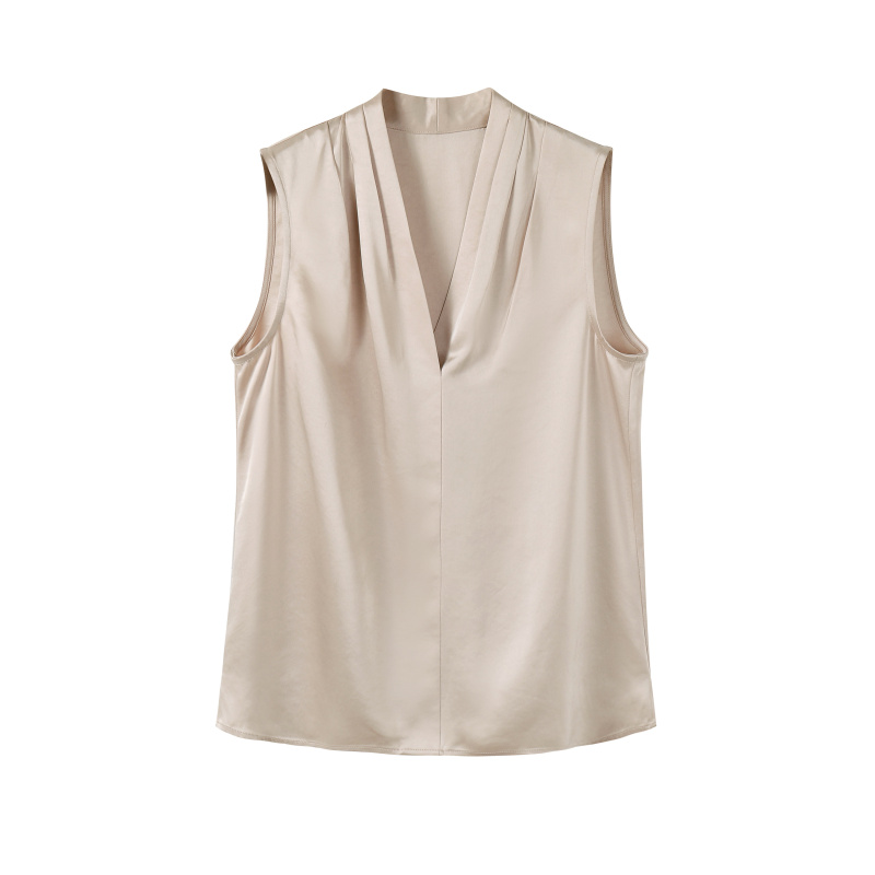 |缎舞夜光痕| 醋酸轻奢无袖通勤上衣 G20253A21