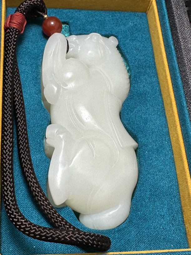 和田白玉马到成功把件吊坠挂件