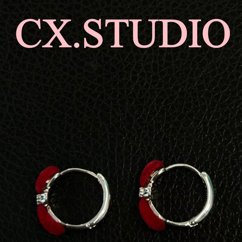 铜合金合成锆石耳饰 红色耳环  3096