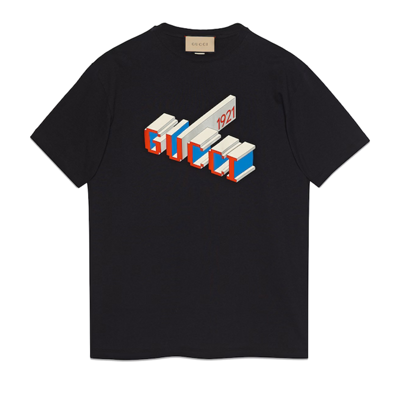 GUCCI/古驰夏季时尚字母LOGO印花潮流休闲圆领短袖T恤衫情侣款