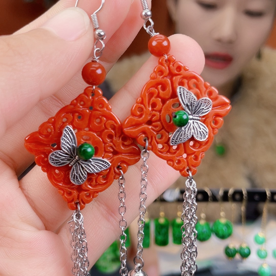 翡翠未镶嵌耳饰饰品