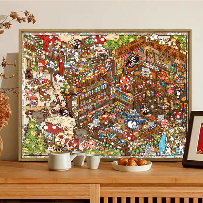 【今日新款】海岛酒吧插画数字油画diy手工填色丙烯装饰画