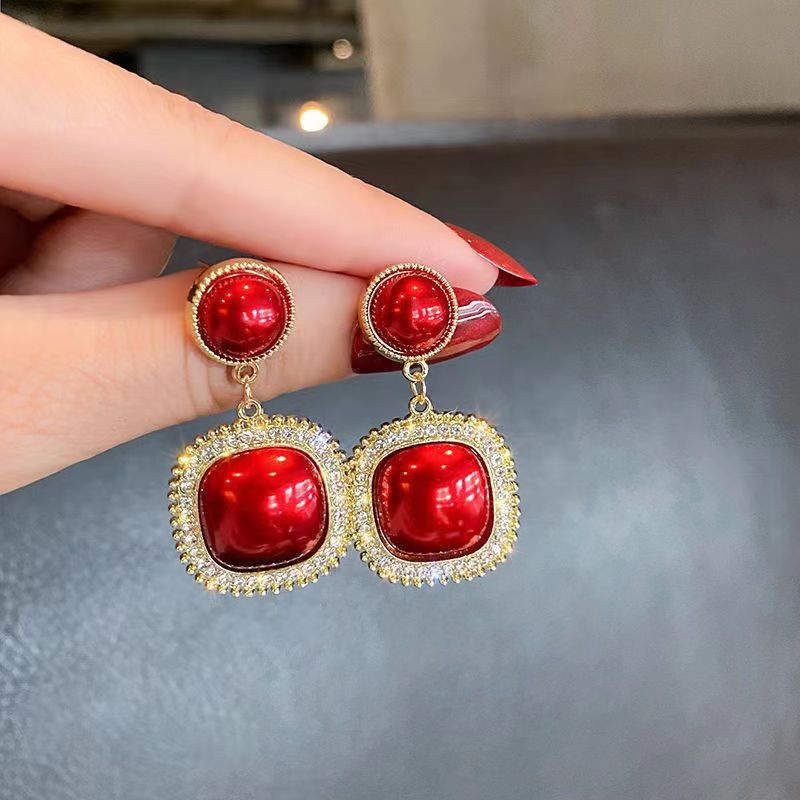 铜合金耳饰 【194】 法式高级感正方耳环女气质百搭个性耳钉女