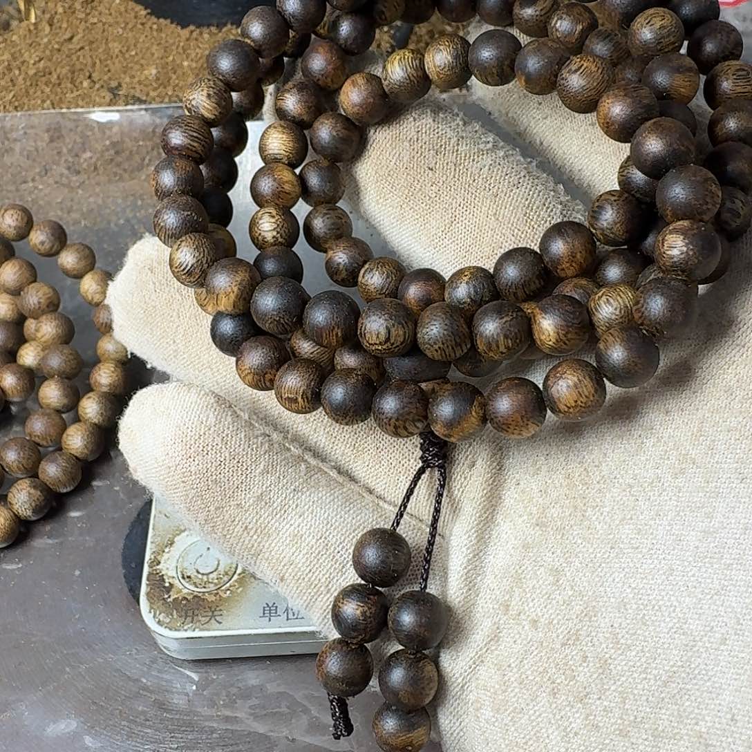 沉香手串绿奇楠沉香卡7规格108颗圆珠21克