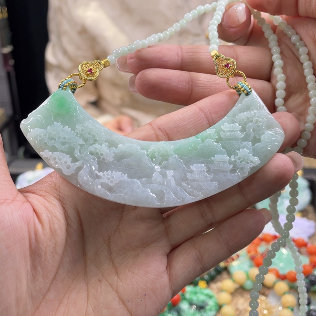 翡翠颈饰未镶嵌代编织