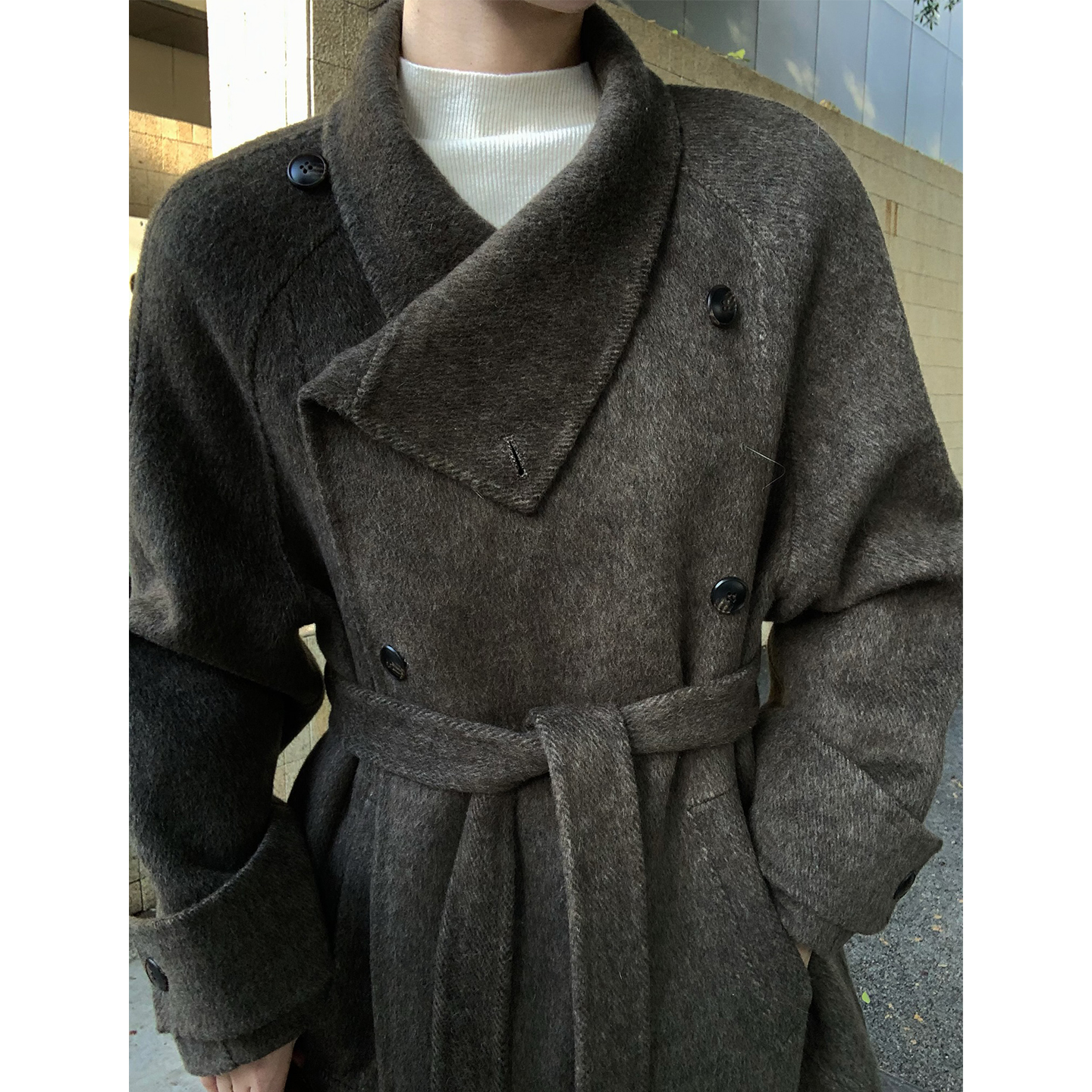 秋冬赫本风中长款羊毛大衣女宽松气质高级感外套WG1156