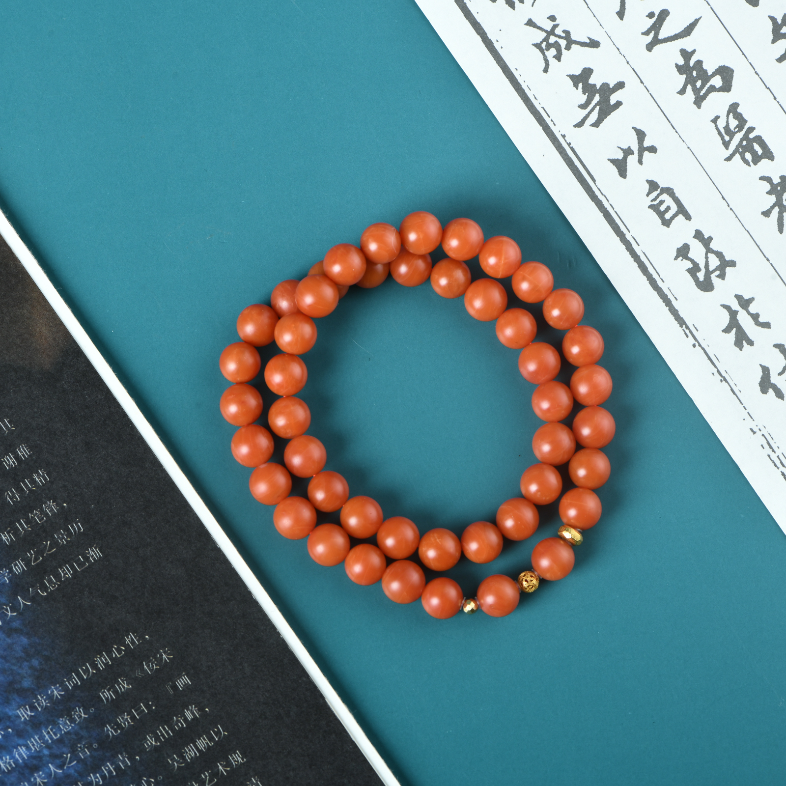 保山南红0.8双圈手链18K金0.25克