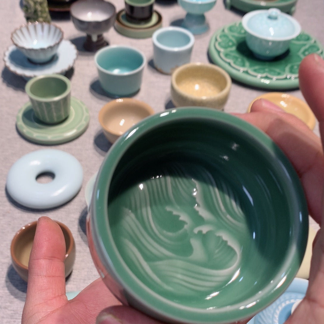 观***～龙泉青瓷茶具杯子
