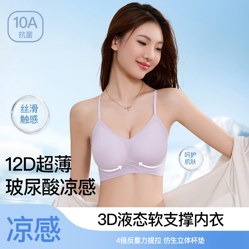 超薄无痕隐形粉底液内衣女夏季透气文胸聚拢防下垂轻薄美背细肩带