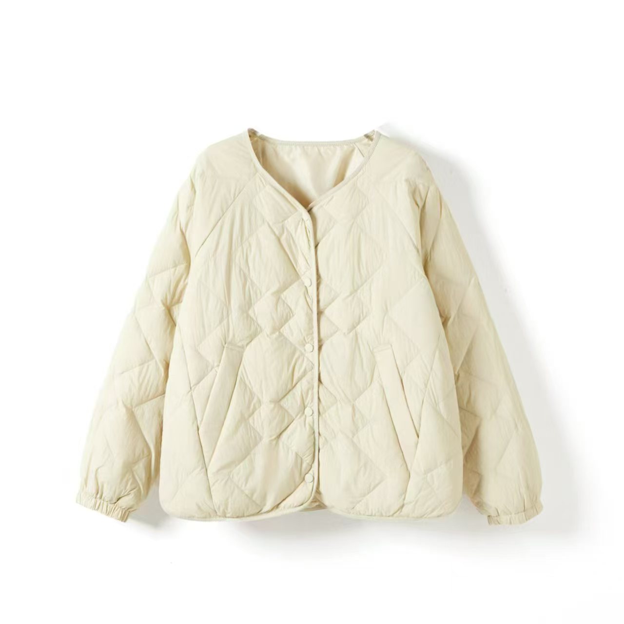 早春0压感轻量化科技面料宽松百搭菱格羽绒服轻薄休闲25A1020