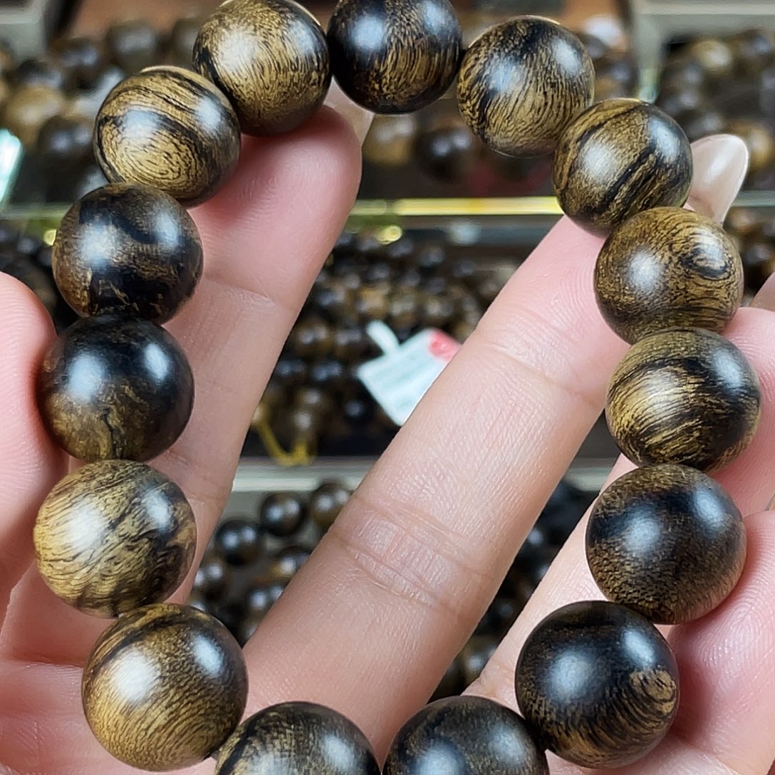 古***）沉香手串越南芽庄老白棋玉化老料瘤疤虎皮1.4