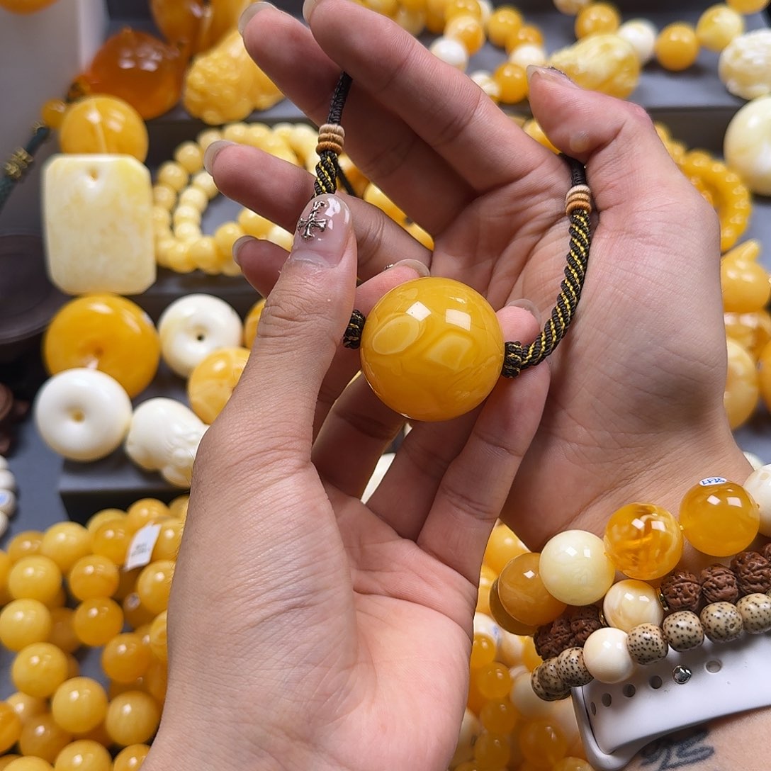 蜜蜡珠宝奇石未镶嵌锁骨36mm