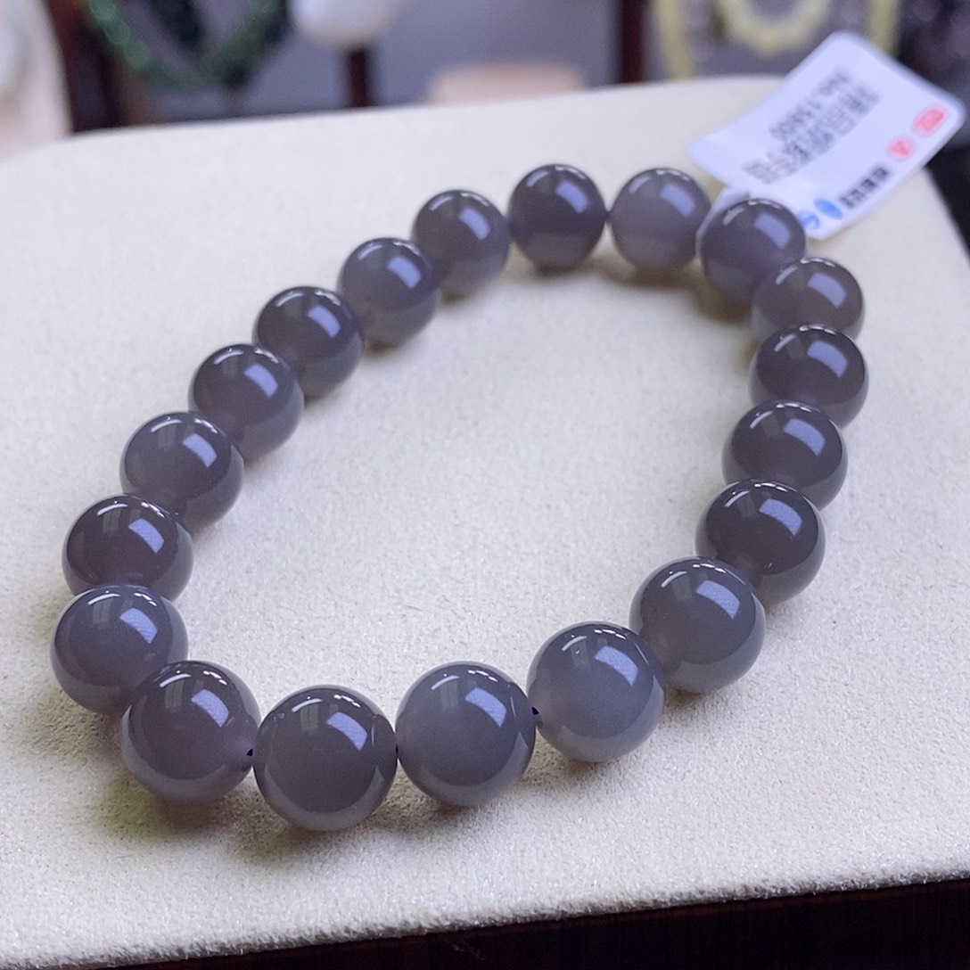 和田玉高冰浓烟紫手串10MM未镶嵌