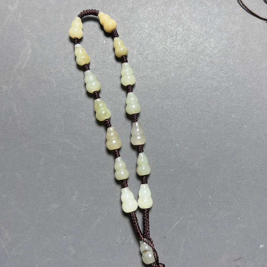 天然和田玉葫芦手把链 