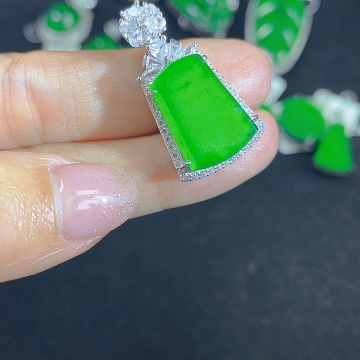 翡翠银S925镶嵌吊坠(不含链)