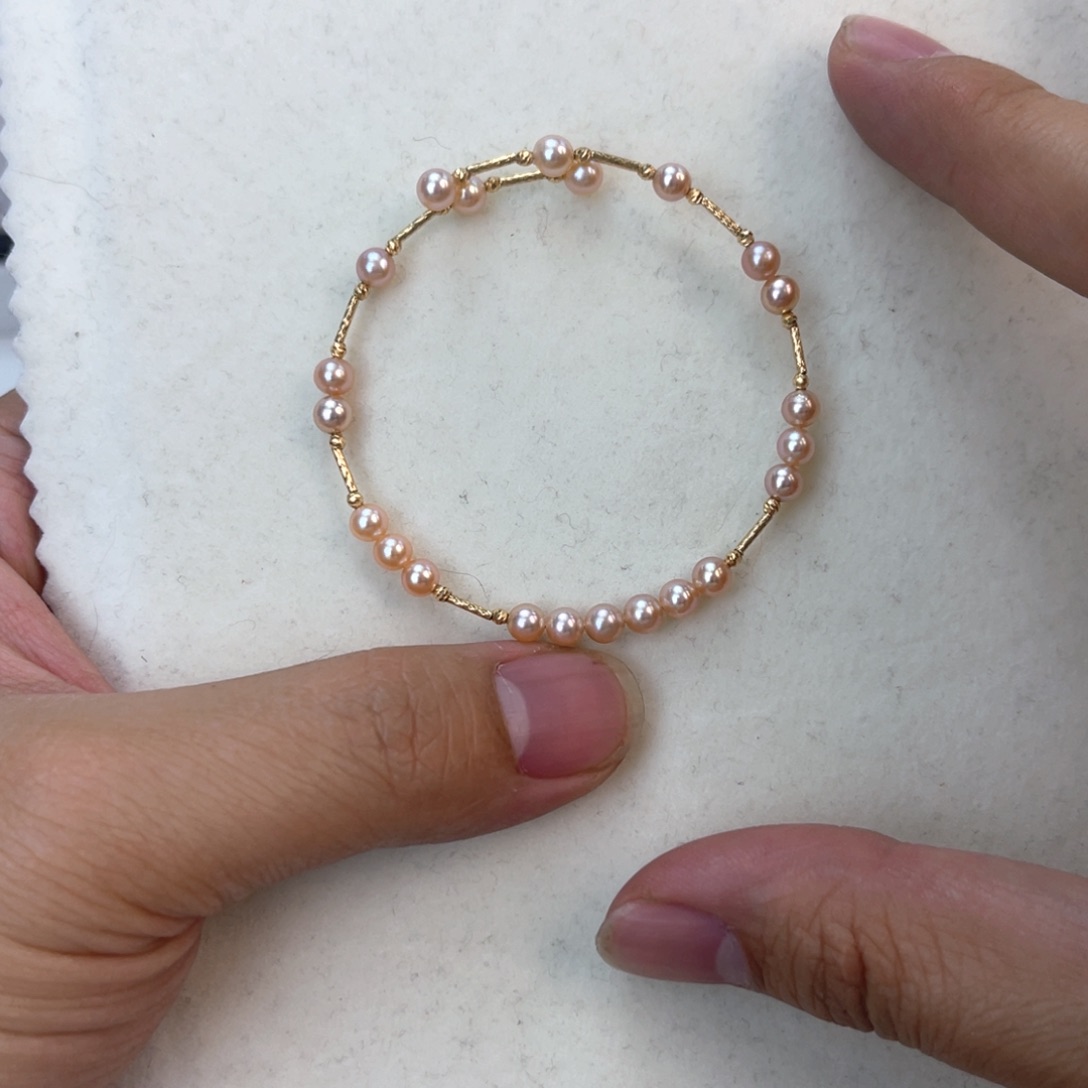 淡水珍珠手镯18K金镶嵌丷***丷