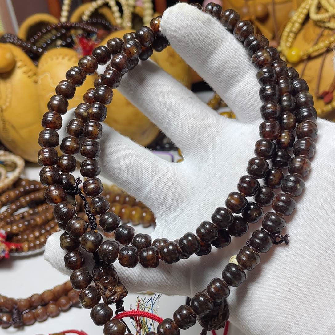 手串星月菩提8.5精工雕刻顾虑红宝石玉化料