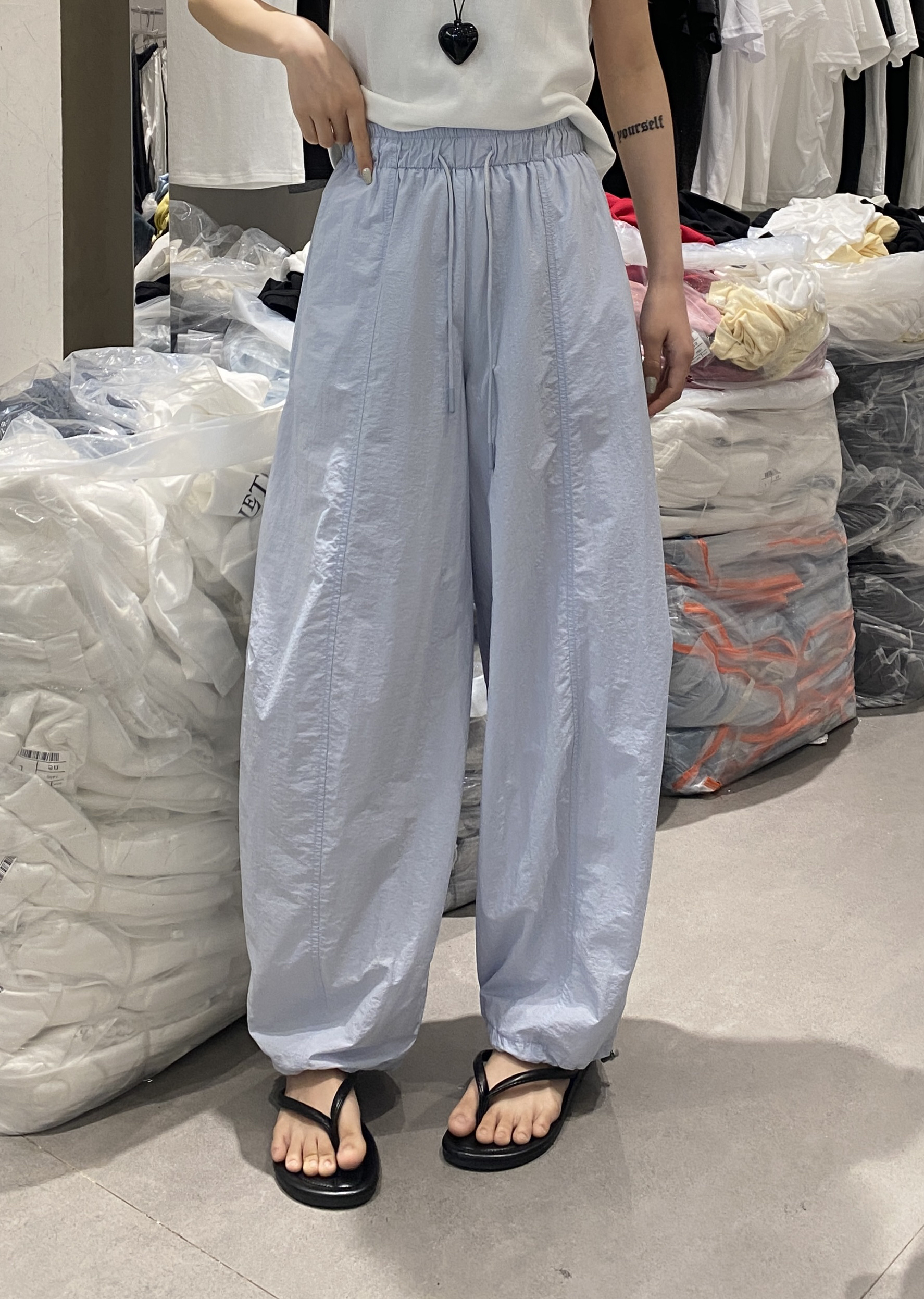 NZB 夏季脚口抽绳休闲长裤