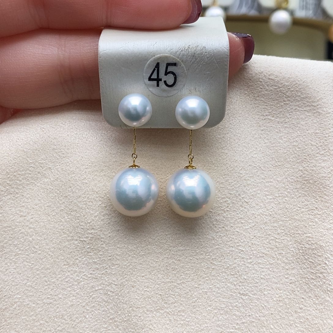 淡水珍珠耳饰18K金镶嵌