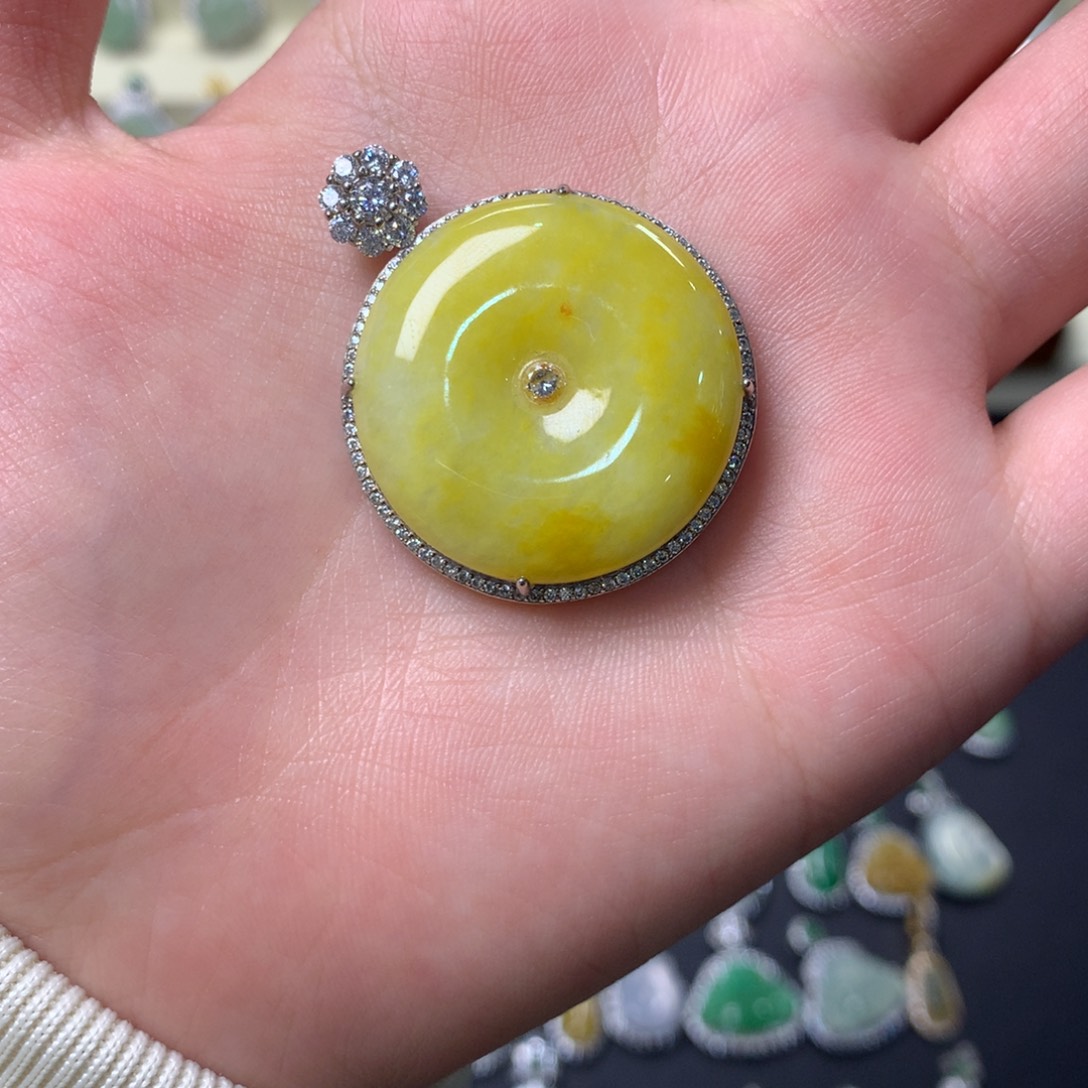 翡翠银S925镶嵌挂件