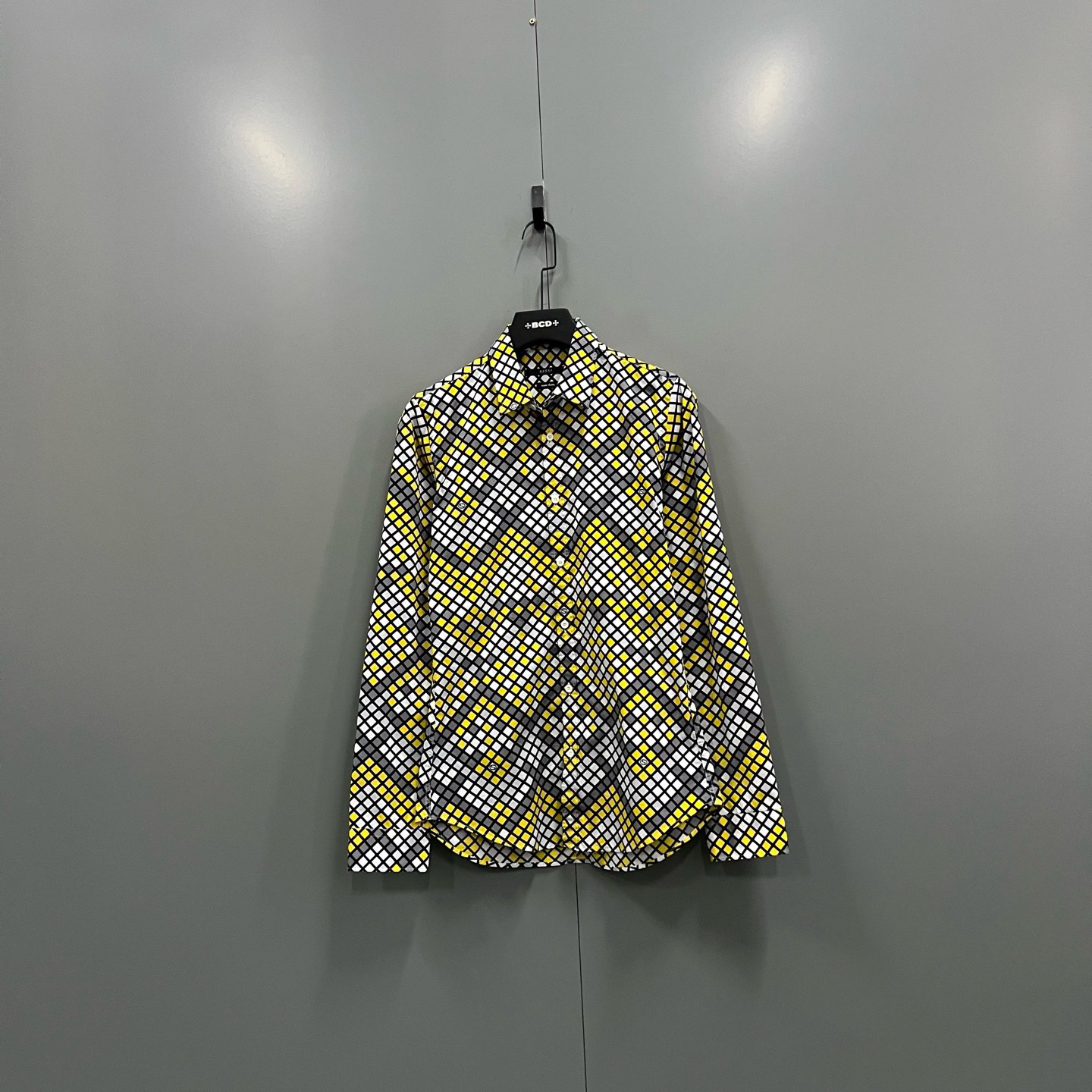 99新 GUCCI/古驰 zz1 拼色菱格满印衬衫 40码/206588