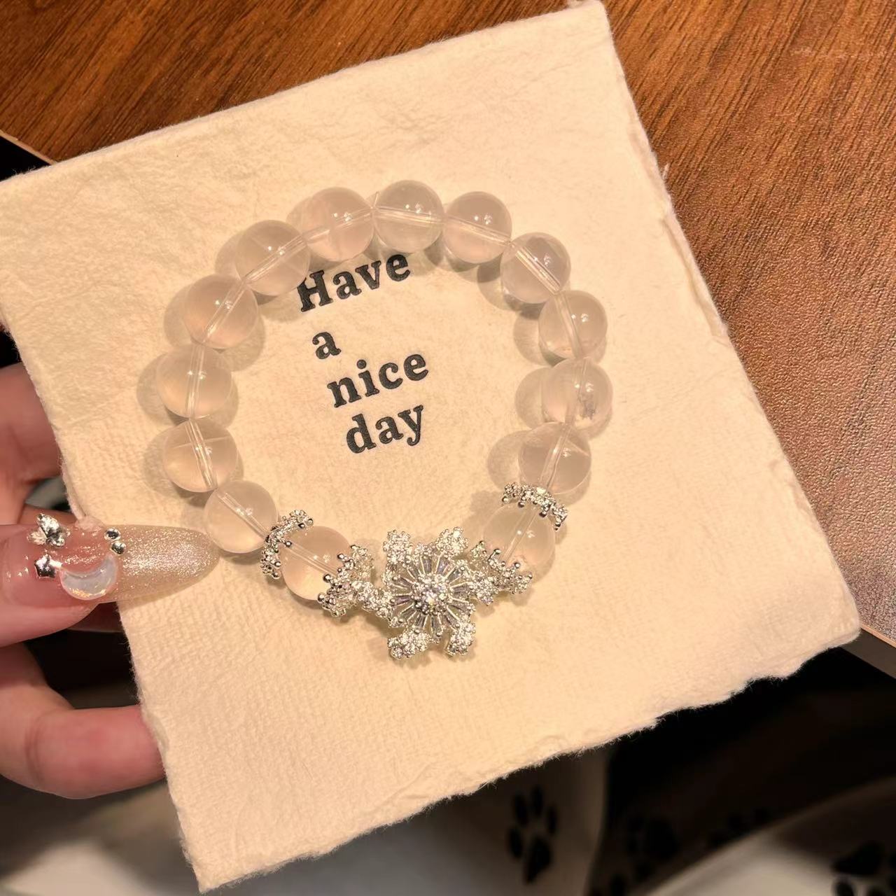 GP6083-【旋转雪花】粉水晶莫粉合金配件均有瑕