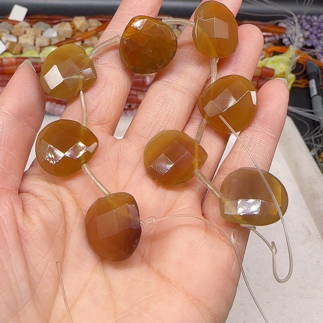 玛瑙/玉髓合金珠宝半成品黄欧珀02半条