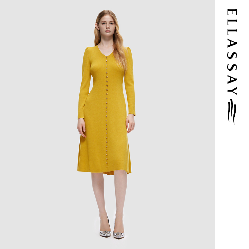 【粉丝专享】歌力思秋冬优雅知性中长款连衣裙EWF334M08200