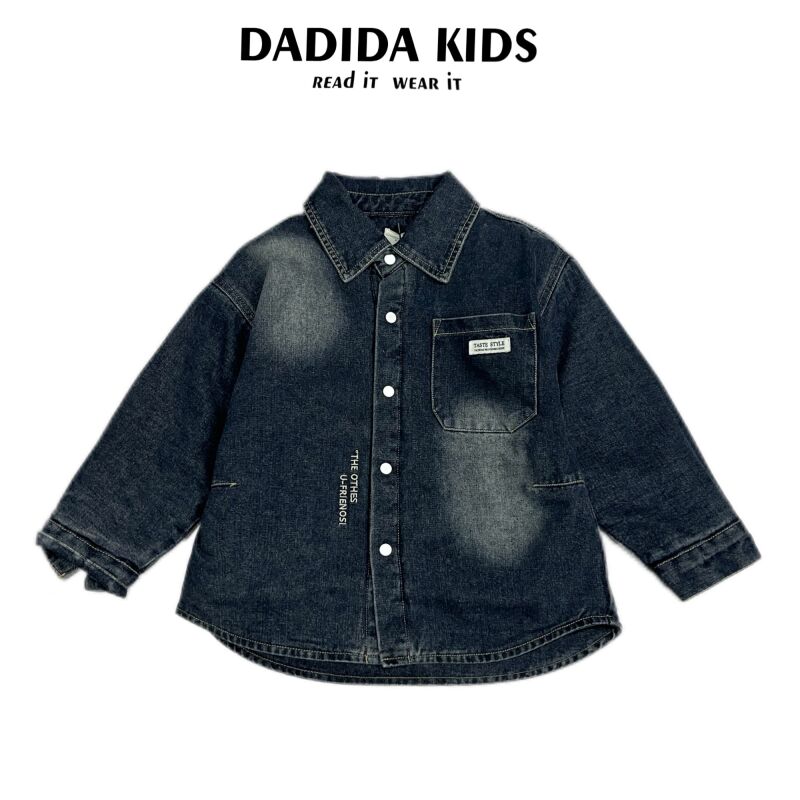 dadida/嗒嘀嗒冬季男童夹棉水洗简约休闲牛仔外套+504800485