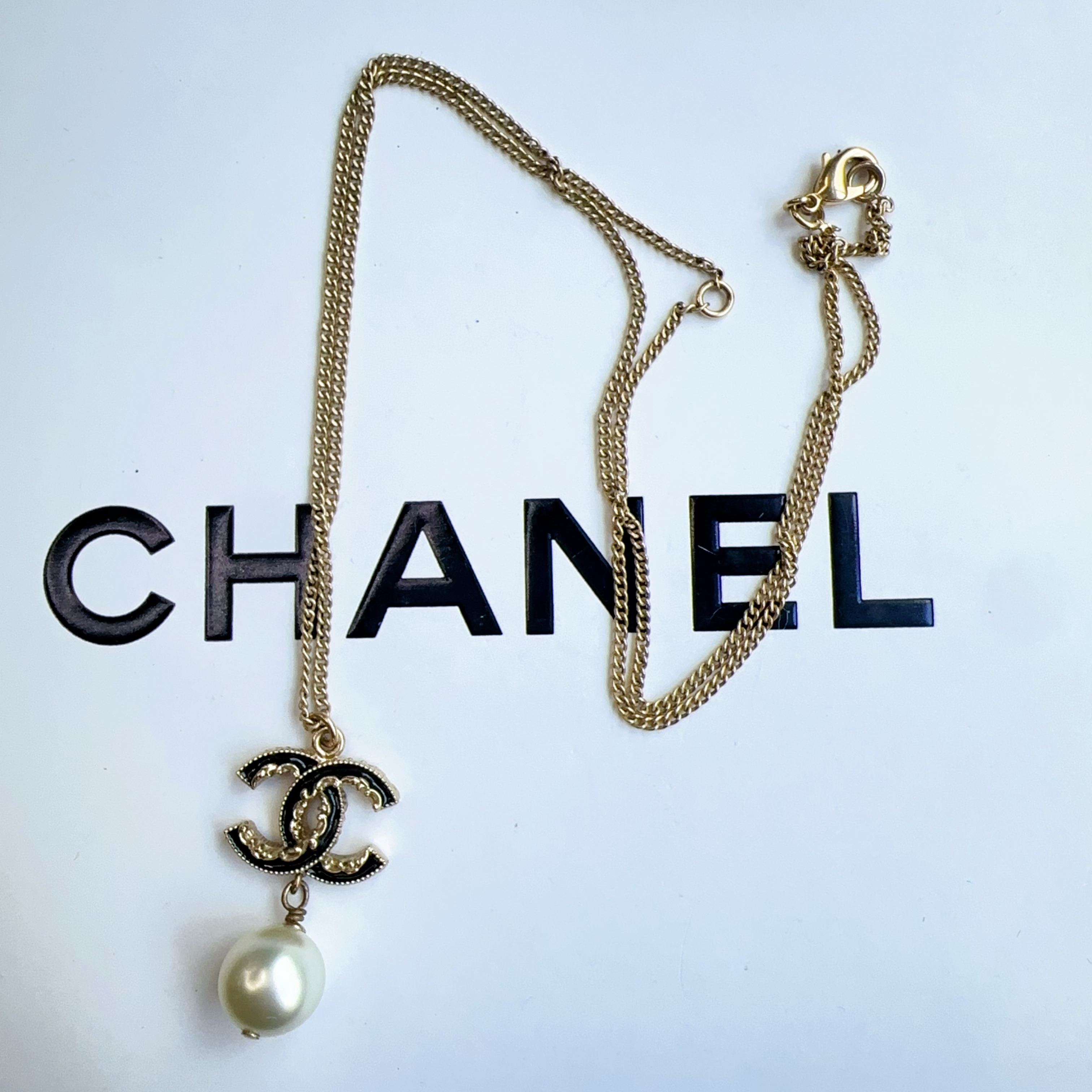95新 Chanel/香奈儿 Chanel vintage香奈儿中古双c珍珠锁骨链