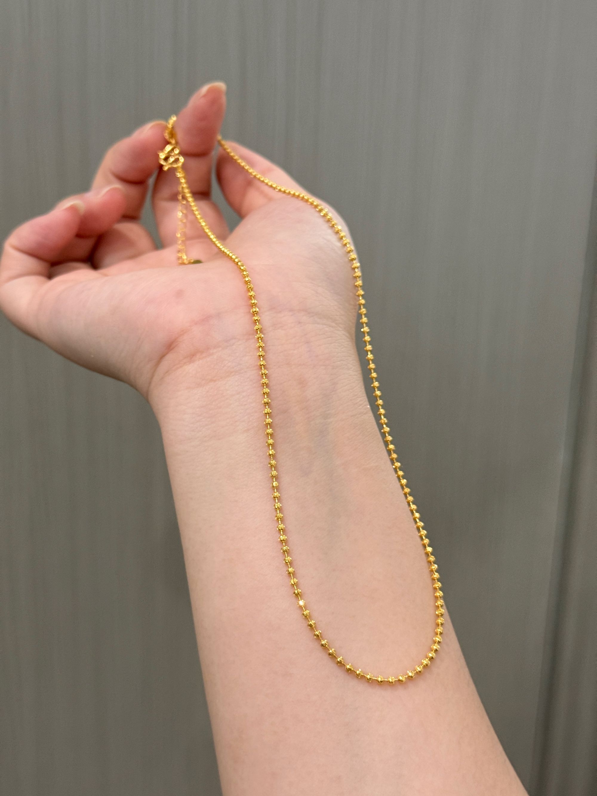 【大牌同款】猫眼钻珠珠项链足金999黄金项链@XL067