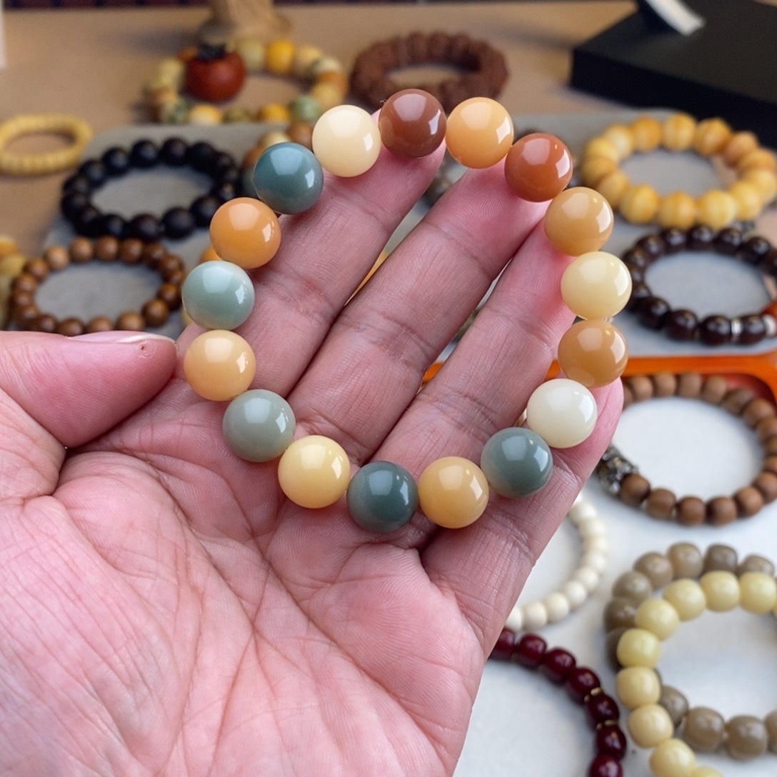 菩提根/象牙果吊坠12mm圆珠多宝色