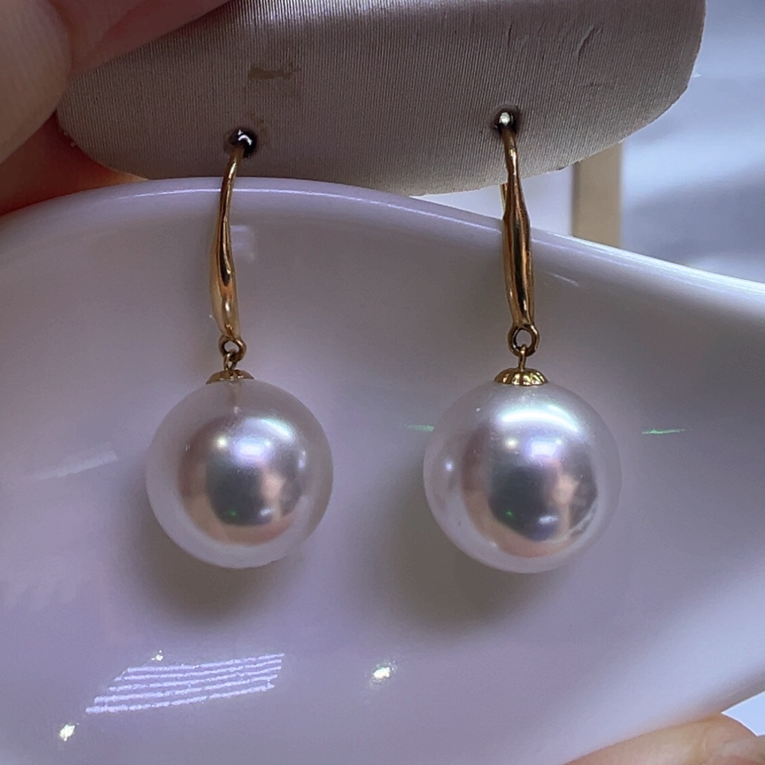 18K金镶嵌淡水珍珠耳饰