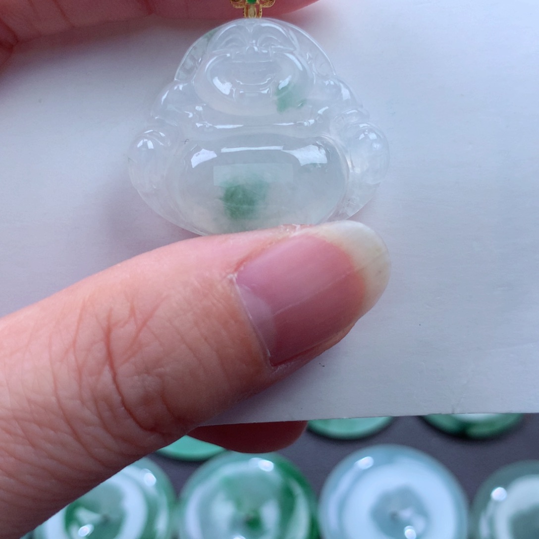 翡翠吊坠(不含链)18K金镶嵌