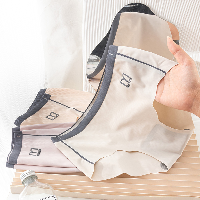 399中高腰无痕内裤收腹提臀撞色不勒全棉抗菌女士三角裤