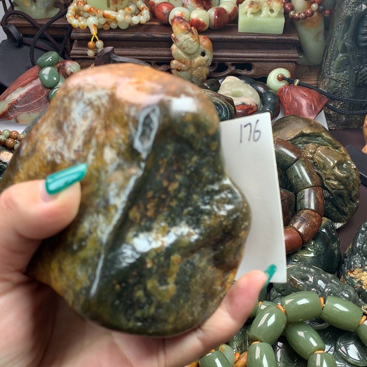 岫岩河磨玉（透闪石质玉）手把未镶嵌