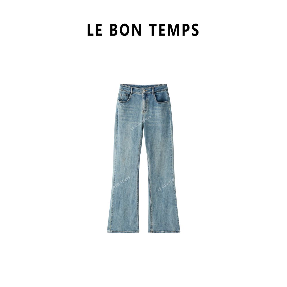 【LEBONTEMPS】双十一新款百搭气质显瘦百搭微喇牛仔裤c900136