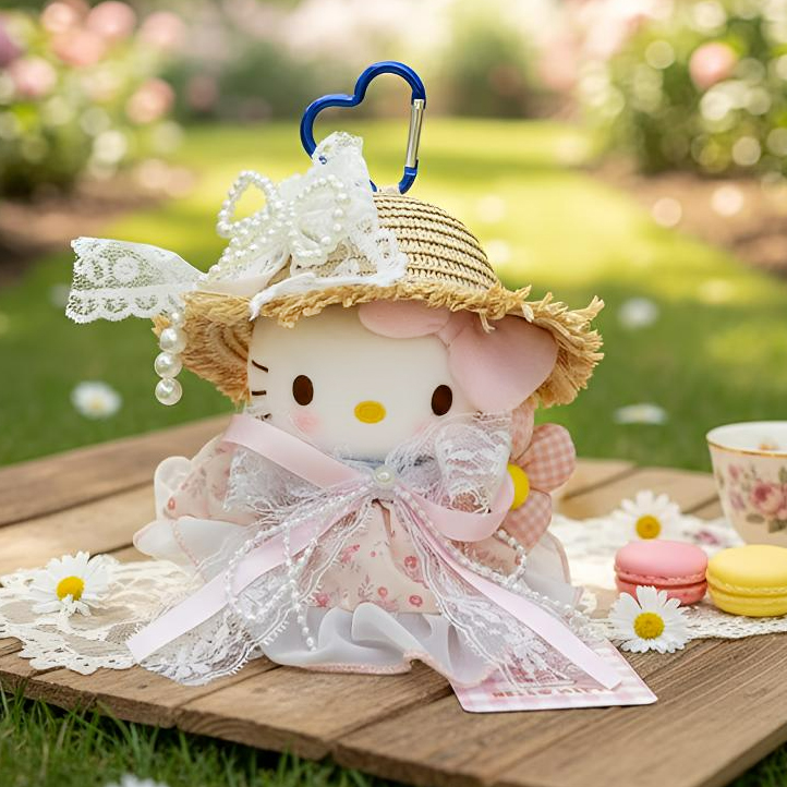 正版HelloKitty樱花茶歇kt挂件三丽鸥毛绒包挂玩偶送朋友生日礼物