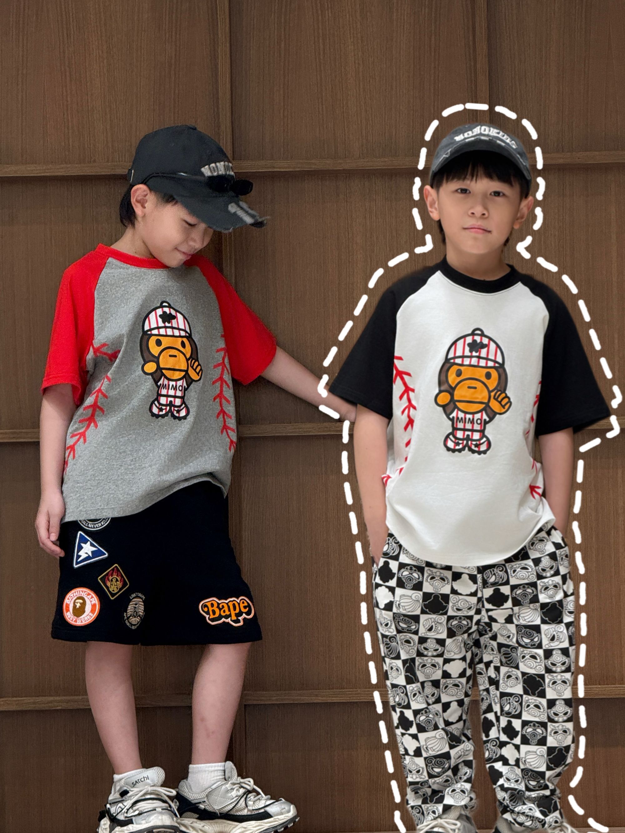 ◆芝麻家◆新款同步 纯棉230G插肩拼袖棒球猴儿童夏季透气短袖T恤
