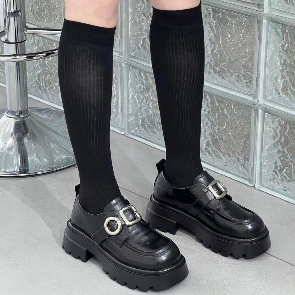 真皮厚底乐福鞋女2025新款秋英伦百搭轻奢小皮鞋皮带扣单鞋DY50