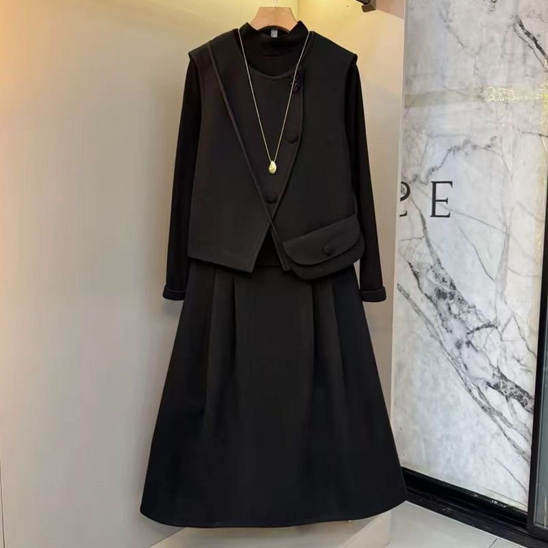 冬季韩系女主轻奢温柔风马甲➕半身裙➕打底衫气质显瘦大码女装