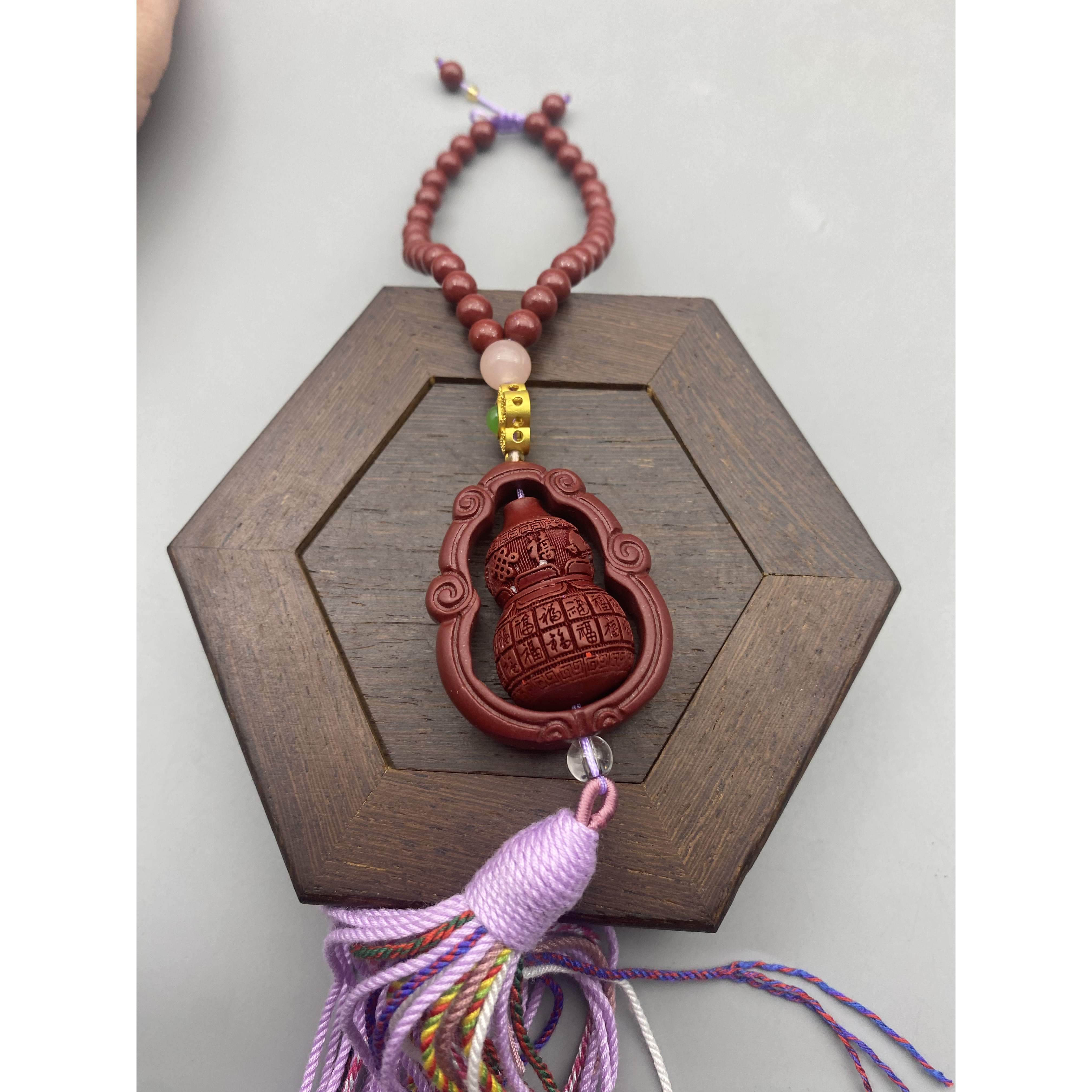 含辰砂工艺品ZC600-紫色葫芦车挂挂件