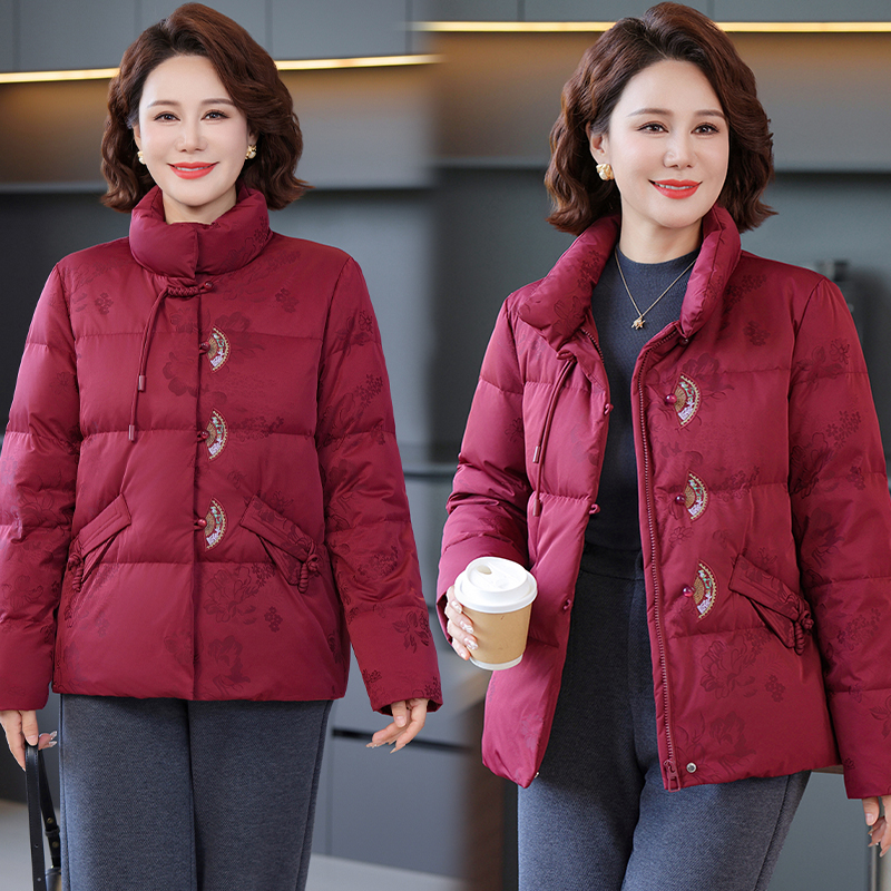 SNOW FLYING/雪中飞刺绣新中式女装妈妈装羽绒服中老年时尚35263