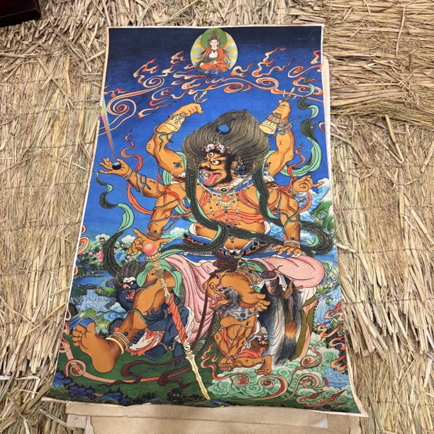 高端精品六臂大黑天绘画类唐卡AA16