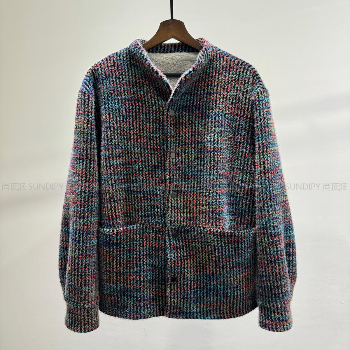 个性时尚洋气混色座山雕加绒夹克潮牌INS男士冬季宽松保暖外套