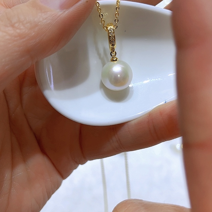 淡水珍珠白珠金色万能扣合金