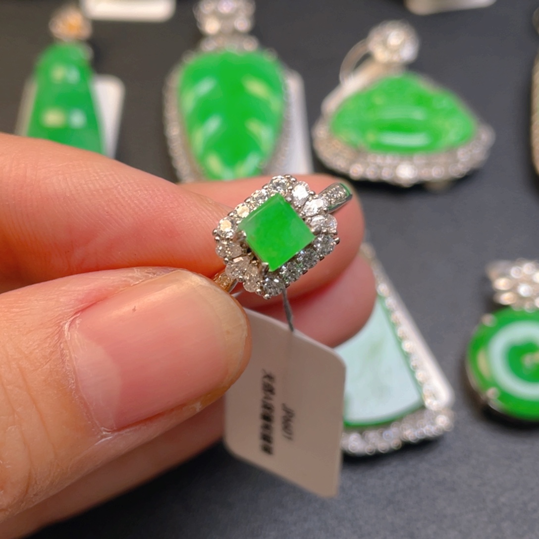 翡翠银S925镶嵌吊坠(不含链)戒指