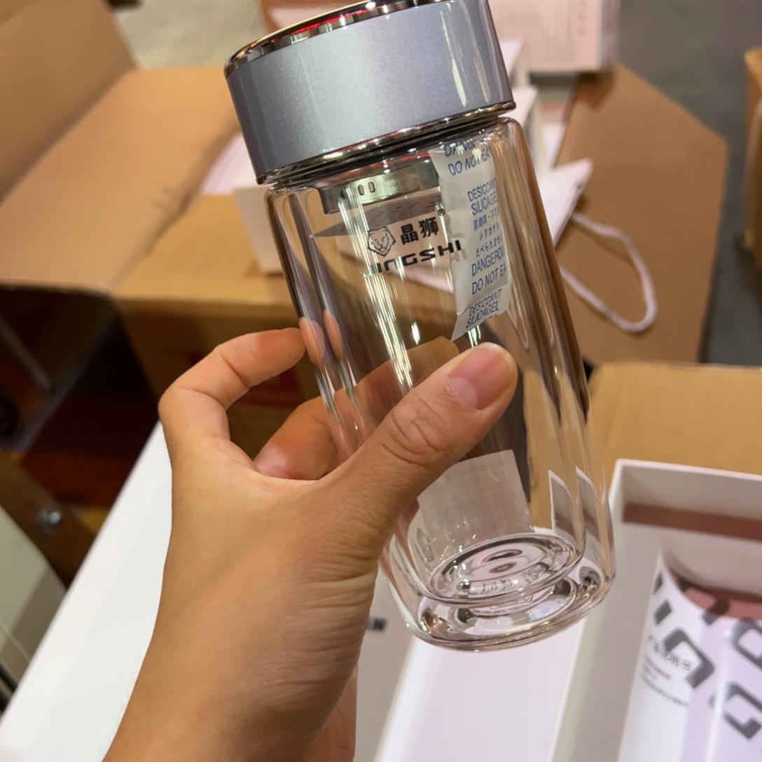 晶双层玻璃杯280紫罗兰色玻璃杯280提环