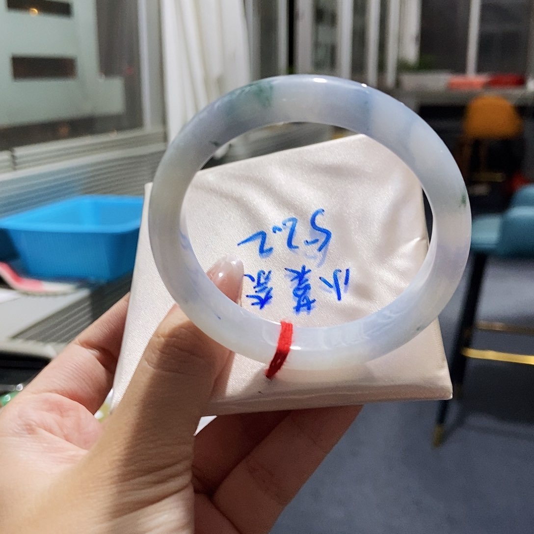翡翠未镶嵌手镯52-53莫奈花园